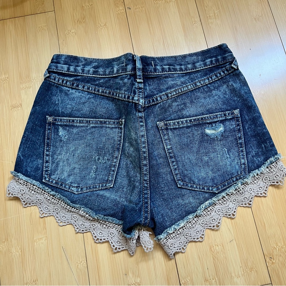 LF Denim Lace Trim Women Shorts
